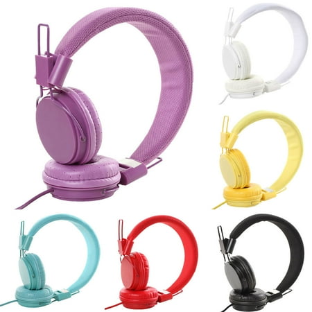 3.5mm Wired Universal Stretchable Folding Over-Ear Headphone Stereo Headset,Yellow