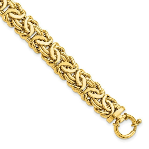 Diamond2Deal 14K Yellow Gold Fancy Link Bracelet 7.5inch for Women