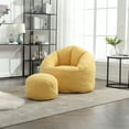 thumbnail image 4 of Newest Microfiber Bean Bag Sofa with Footrest, Soft Yellow Lounge Chair for Teen Room & Cozy Corner, 4 of 13