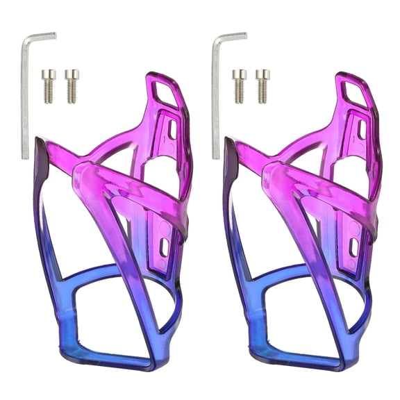 Uxcell Bike Water Bottle Holder, Water Bottle Cage with Screws Tool for Road Cycling Touring 2 Pack & Blue/Purple