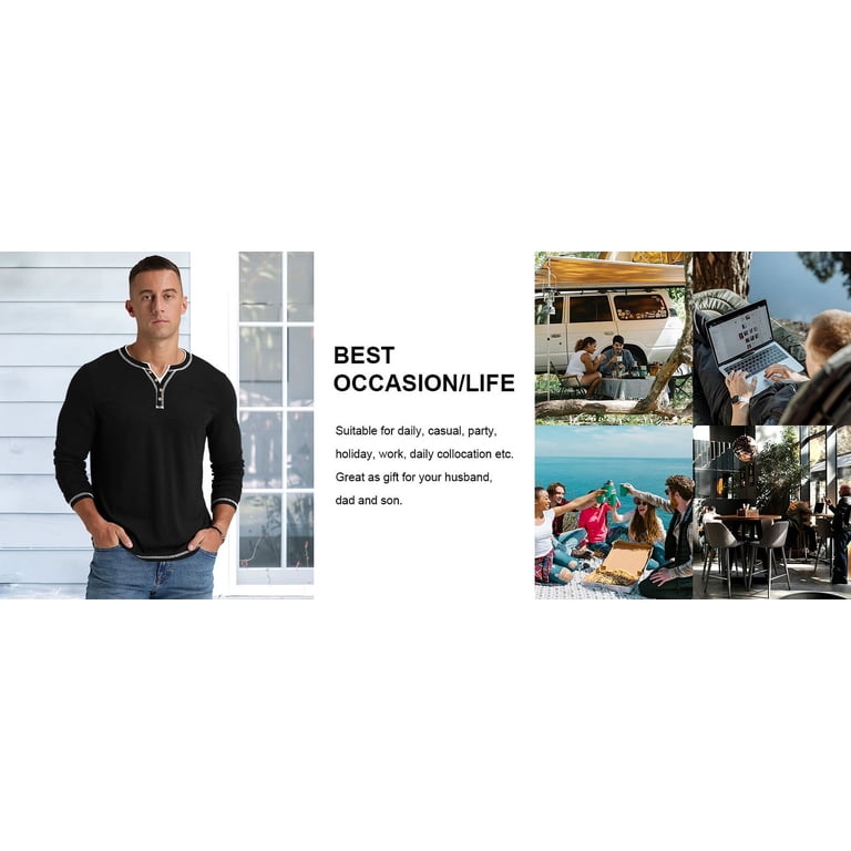 Iceglad Men's Long Sleeve Henley Shirt photo 5