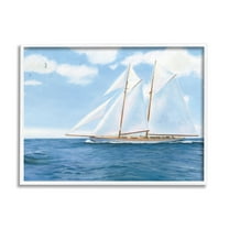 Stupell Industries Blue Nautical Sailboat Transportation Painting White Framed Art Print Wall Art, 20 x 16