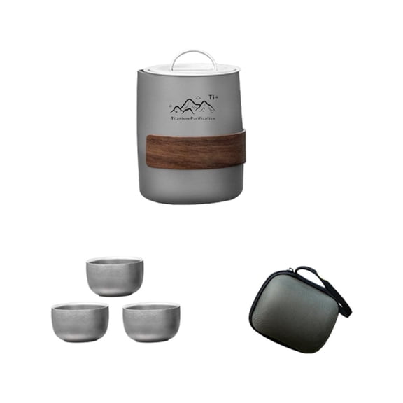 Titanium Tea Set with Infuser, Compact Nested Travel Design, Includes Teapot & Cups, for Outdoor Tea Lovers