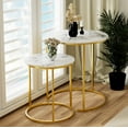 thumbnail image 3 of Nesting Coffee Table Faux White Marble for Small Place 24 in 2 Sets High Side End Sofa Table Nightstand Modern Furniture Living Room Cabin Bed Room Dining RoomGarden 4 You (White Marble), 3 of 9