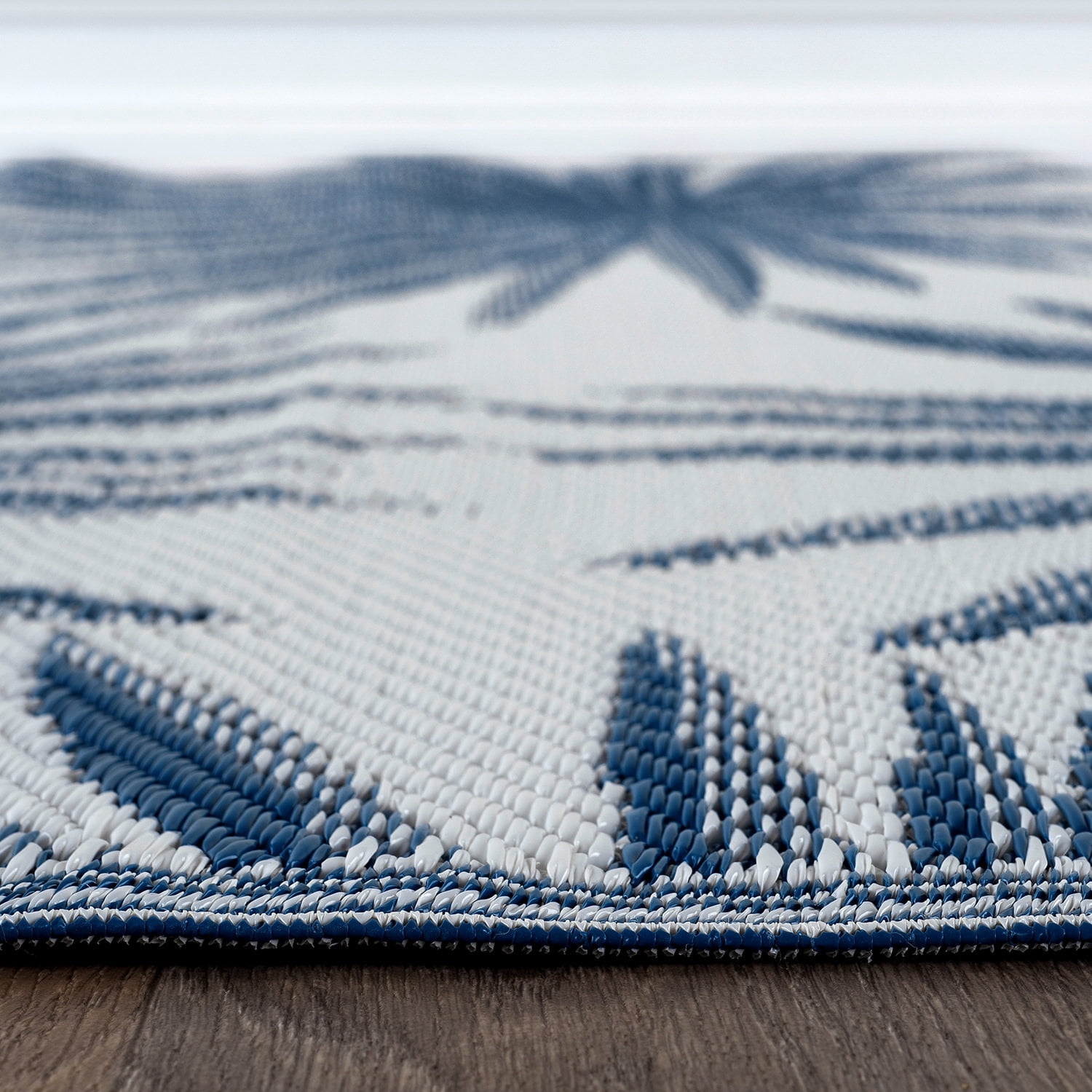 World Rug Gallery Floral Tropical Reversible Recycled Plastic Outdoor Picnic Mat, Camping Rug, RV Rug - NAVY 5'x7'