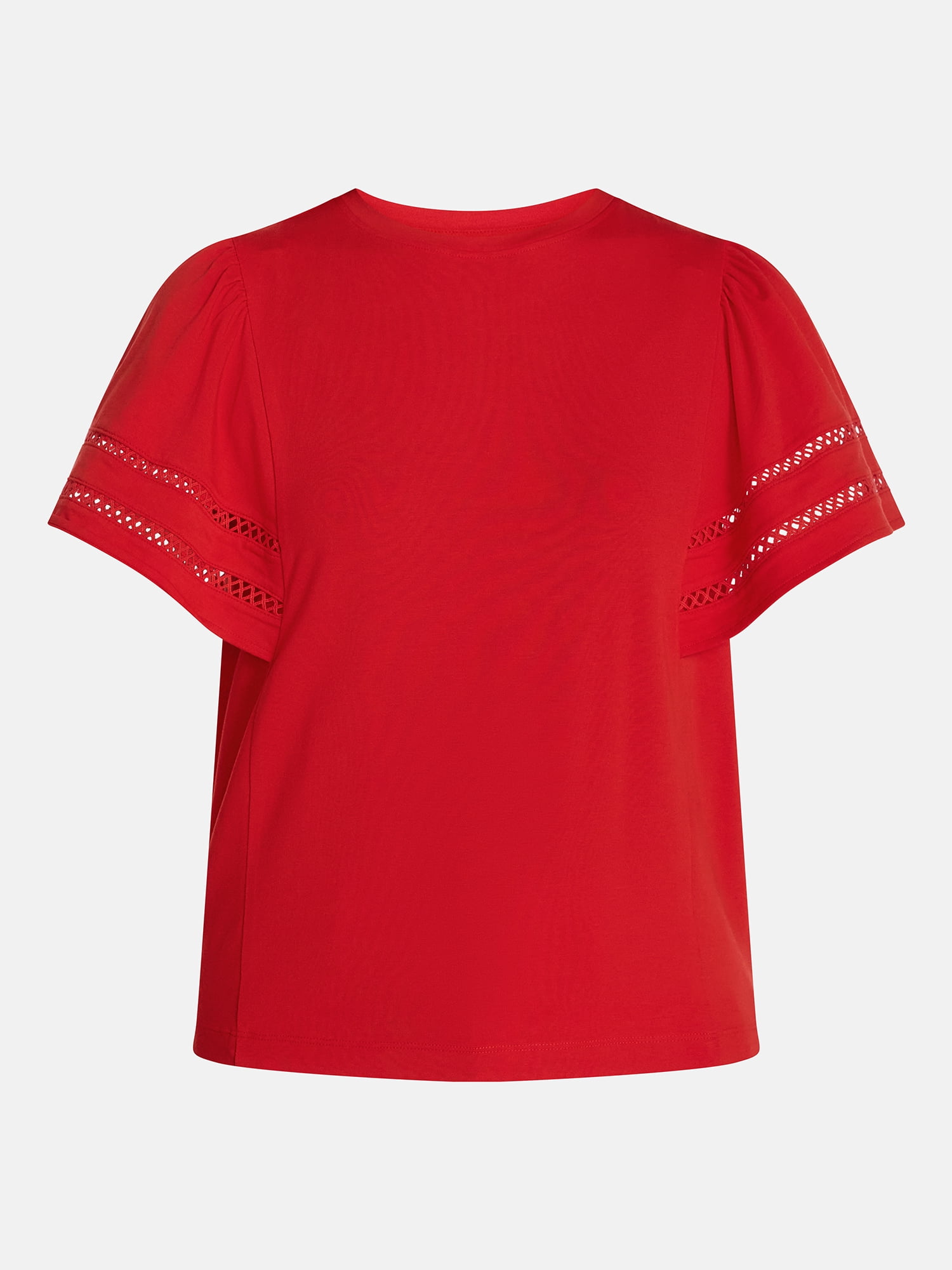 Time and Tru Women's Top with Short Flounce Sleeves, Sizes XS-XXXL