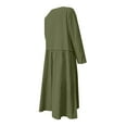 thumbnail image 5 of HaiMao Womens Cotton Linen Midi Dress Casual Loose Petite Solid A-line Dress Flowy Summer Beach Vacation Dress Army Green XXL(XXL), 5 of 8