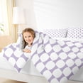 thumbnail image 5 of Castle Fairy Vintage Oval Grid Full Size Bedding Sets 7 Pieces,Minimalism Rounded Full Size Bed in a Bag,Lavender White,Reversible, 5 of 7