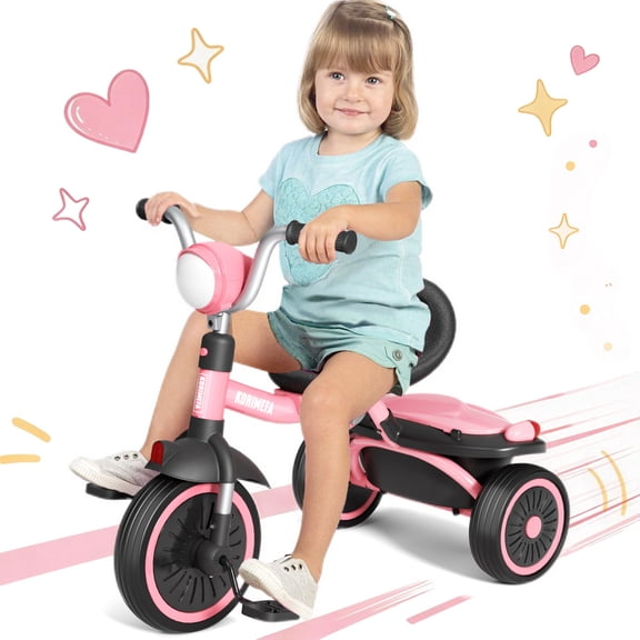 KORIMEFA Kids Tricycles Age 1 to 4 Years, Toddler Tricycle Kids Trikes Tricycle with Storage Basket, Gift Toddler Bikes, Gift Toys for Boy Girl