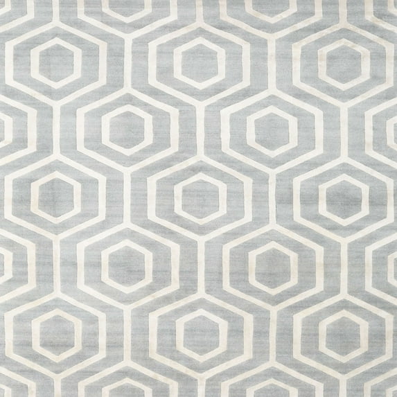 Ahgly Company Indoor Square Contemporary Silver Gray Abstract Area Rugs, 5' Square