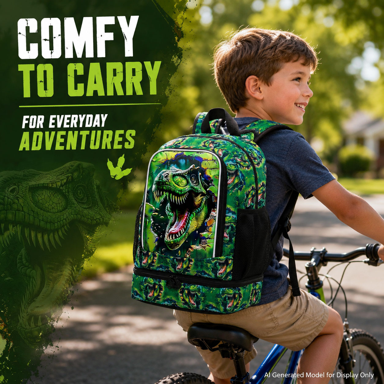 Mochila 2 en 1 de Dinosaurio para Niños, Bookbag de 17" con Lonchera Aislada, Mochilas Escolares para Primaria y Preescolar (Negro) 2