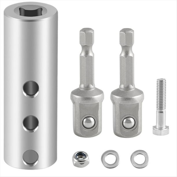 Adaptador de Taladro Eléctrico para de Remolque de Acero Inoxidable con 2 Brocas Adaptadoras de 1/2 Pulgada Compatibles con el Eje de Transmisión del