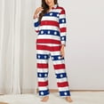 thumbnail image 2 of Vsdgher American Patriotic Stars And Stripes Pajamas Set Long Sleeve Sleepwear Womens Button Down Nightwear Pj Sets-XX-Large, 2 of 7
