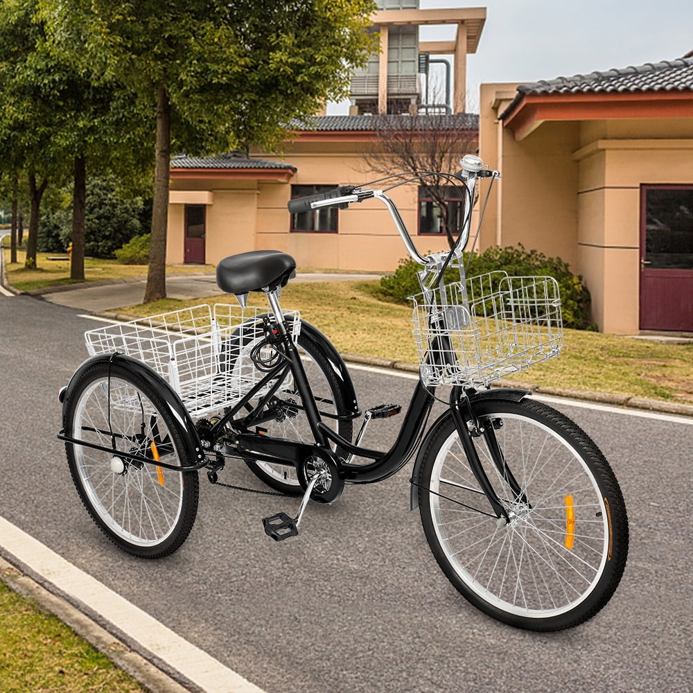 Winado Adult Tricycle 24Inch Wheel Trikes, Three Wheel Cruiser Bike, Black Winado Adult Tricycle 24Inch Wheel Trikes, Three Wheel Cruiser Bike, Black