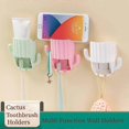 thumbnail image 2 of 2 in 1 Cute Toothbrush Toothpaste Holder Kids Suction Cup Cartoon Razor Drainage Organizer with Hooks for Bathroom, Mirror, Dresser Countertop (Green), 2 of 4