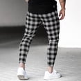 thumbnail image 7 of USNSM Men's Plaid Sweatpants Casual Fitness Slim Fit Joggers Drawstring Elastic Waist Straight Leg Pants with Pockets Black L, 7 of 7