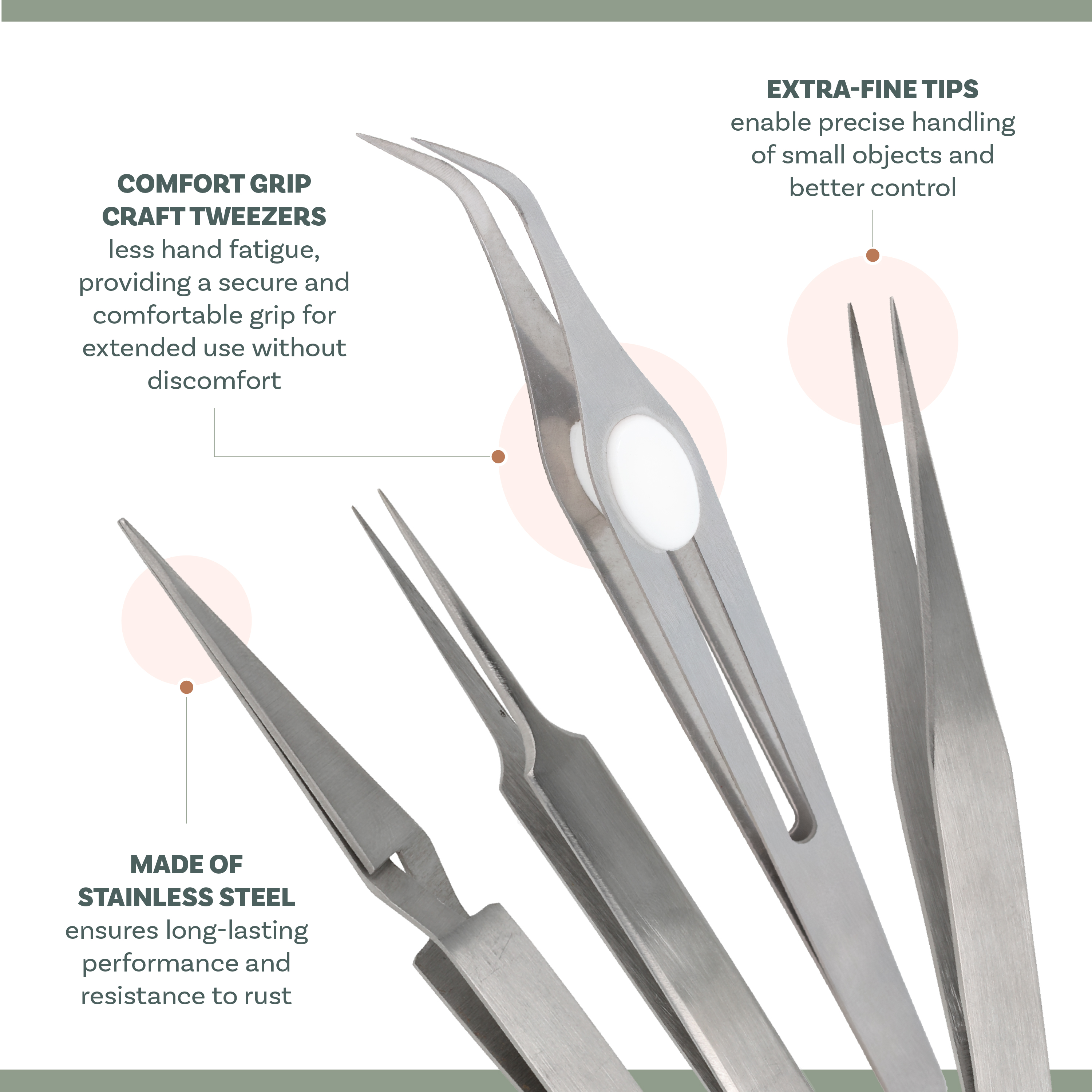 The Beadsmith Angled Precision Tweezer – 6-Inch Stainless Steel, Curved Serrated Tip, Cushion Grip, For Beading, Miniatures, Rhinestones, Electronics & Crafting