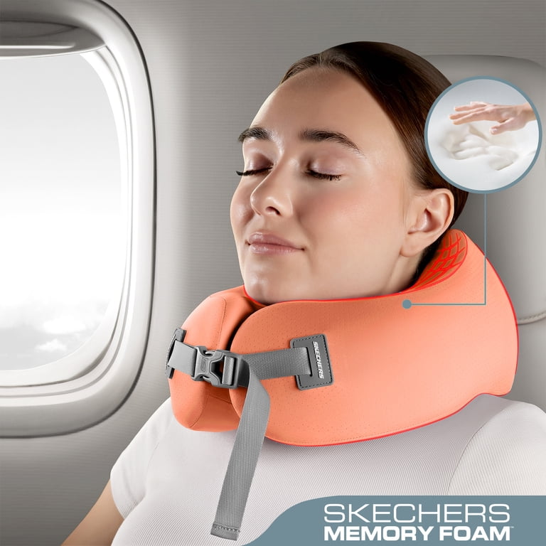 Skechers Memory Foam U-Shaped Travel Neck Pillow, Orange photo 6