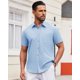 thumbnail image 3 of Vestido Shirt Alimens & Gentle de manga corta para hombre, color azul claro, 3 of 6