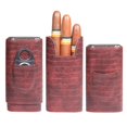 thumbnail image 6 of Leather Travel Cigar Case 3 Cigar Holsters Portable Cedar Cigar Humidors (army green), 6 of 6