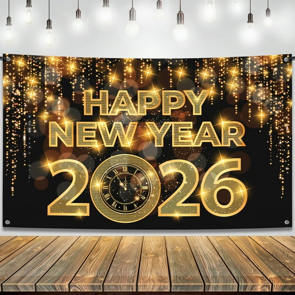 KatchOn, Large Happy New Year Banner 2026 - New Year Backdrop, 72x44 Inch | Happy New Year Decorations 2026 | Happy New Year Backdrop