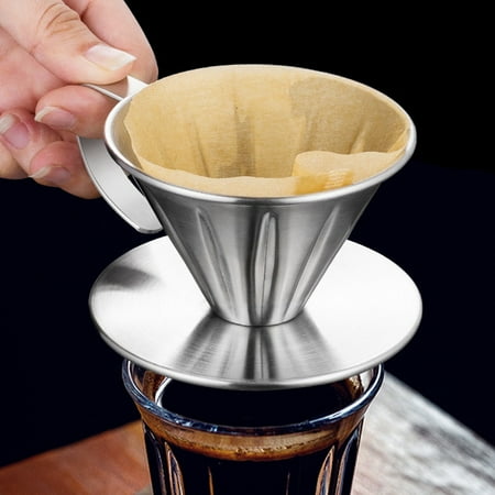 

Meizhencang Practical Coffee Dripper Widened Handle Stainless Steel Compact Smooth Surface Coffee Filter for Daily