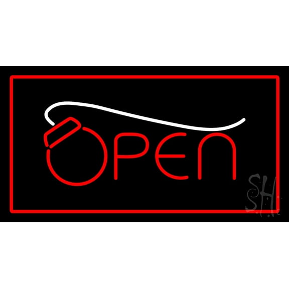 Open Rectangle Red LED Neon Sign 13 x 24 - inches, Clear Edge Cut Acrylic Backing, with Dimmer - Bright and Premium built indoor LED Neon Sign for storefront.