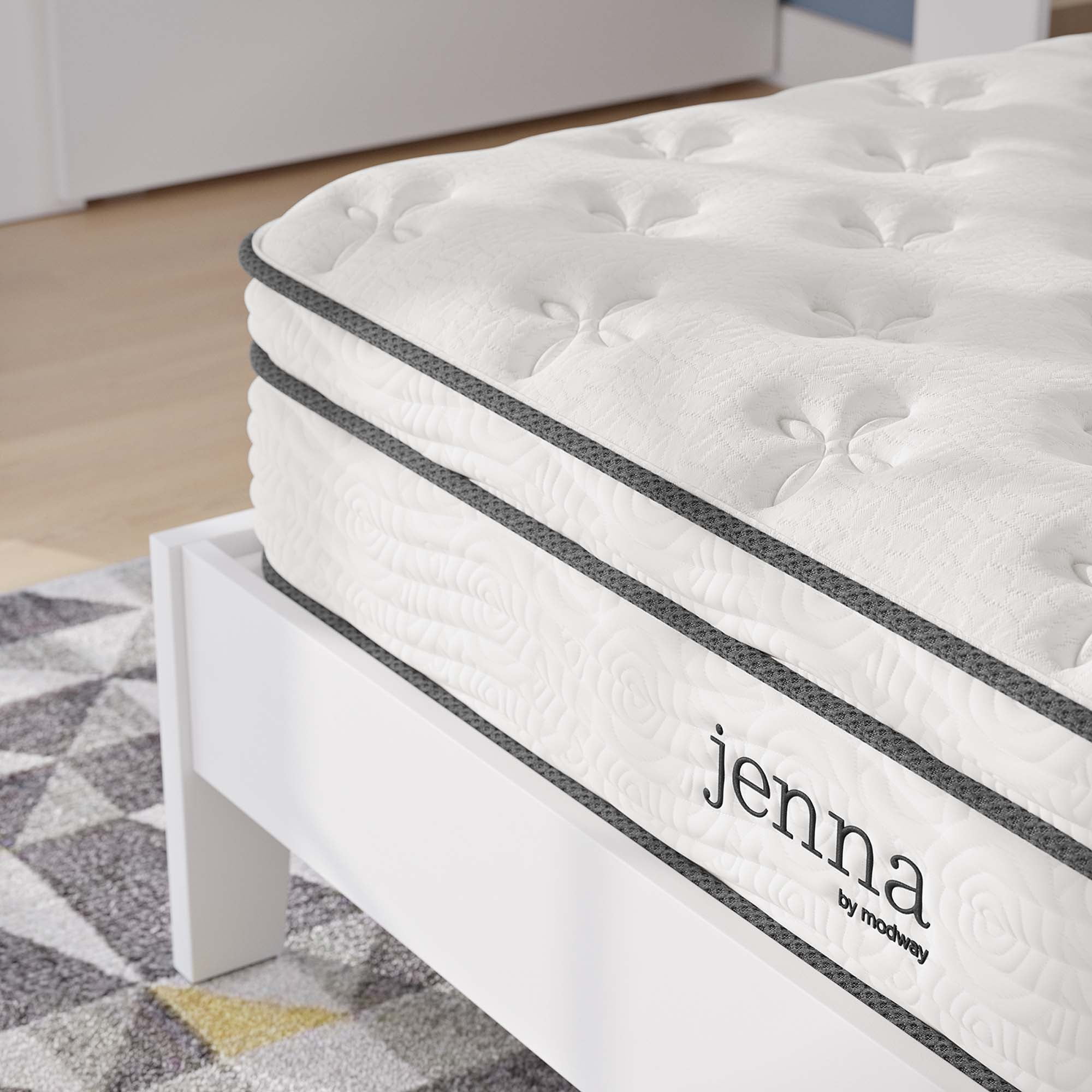 Modway Jenna 10" Quilted Full Size Pillow Top Innerspring Mattress in White