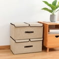 thumbnail image 7 of Foldable Fabric Storage Box with Double Lids & Handles-14.17x9.84x5.9in Closet Organizer Bin for Clothes,Toys,Books Beige/Gray/Green Removable Divider Home Bedroom Office Dorm, 7 of 7