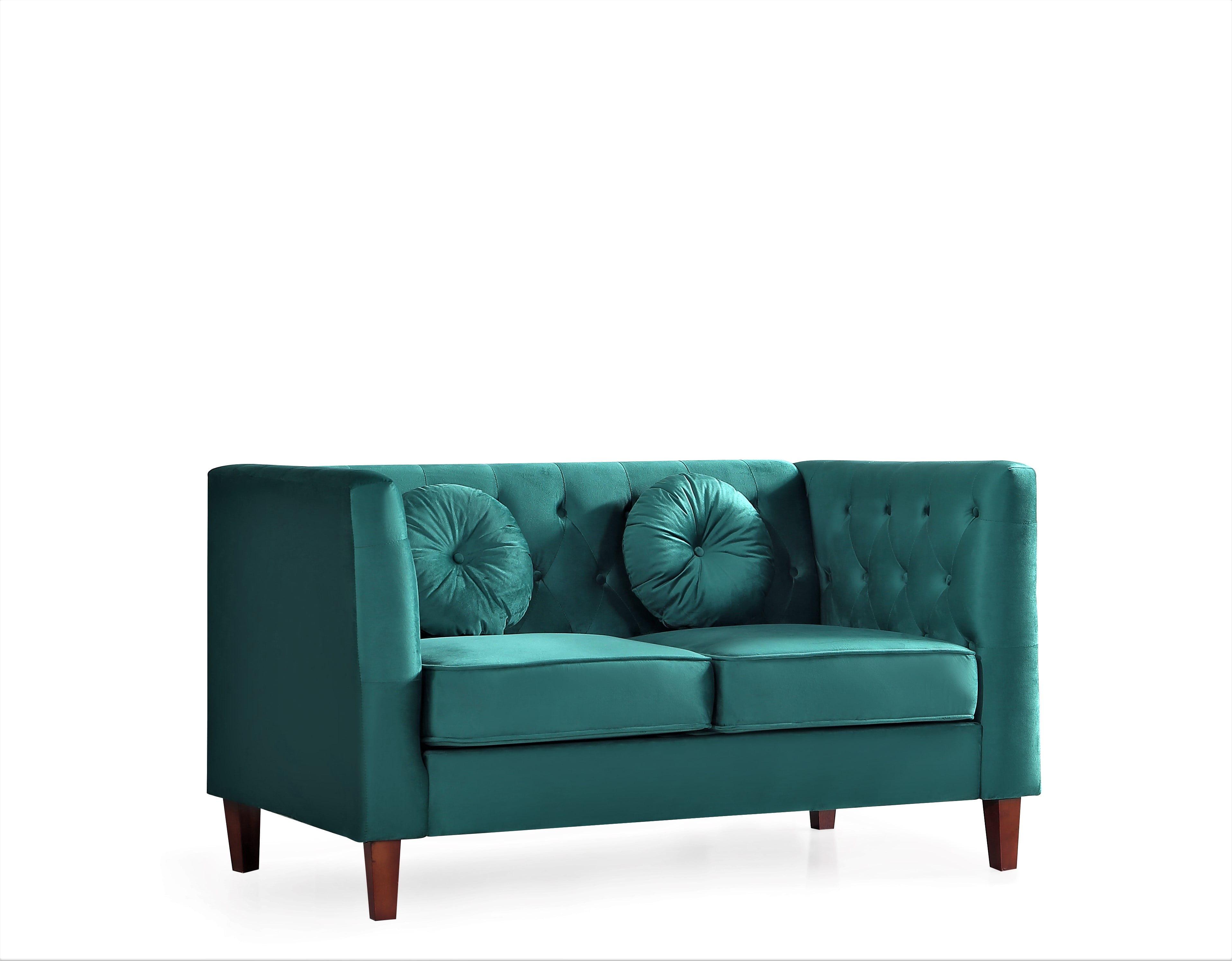 Uspridefurniture Velvet Removable Seat Cushions Loveseat, Green
