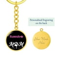 thumbnail image 5 of Tuxedo Cat Mom Keychain Stainless Steel or 18k Gold Circle Pendant, 5 of 16