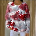 thumbnail image 4 of Enjoytime Valentine Ladies Sweatshirts Lover Heart Printed Crewneck Long Sleeve Tops Casual Vintage Loose Plus Size Clothes Pink L, 4 of 6