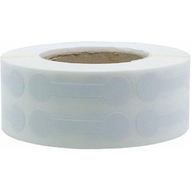 Rollo de 500 etiquetas autoadhesivas de plata de ley para joyería, collares, pulseras, colgantes, etiquetas extraíbles para joyería, pistola, ropa - blanco