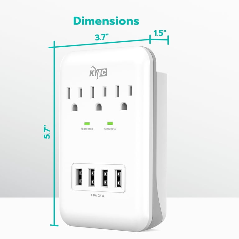 KMC Surge Protector Wall Tap with Shelf and 4 USB photo 8