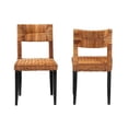 thumbnail image 3 of bali & pari Manrico 18.1" Wood & Rattan Dining Chair in Dark Brown (Set of 2), 3 of 9