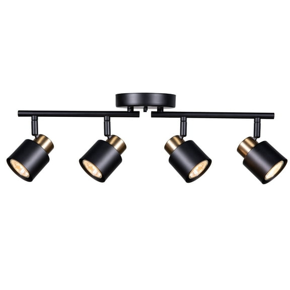 CRAFTRONOS 4 Light Track Lighting Black Brass Adjustable Arm CR62150BK