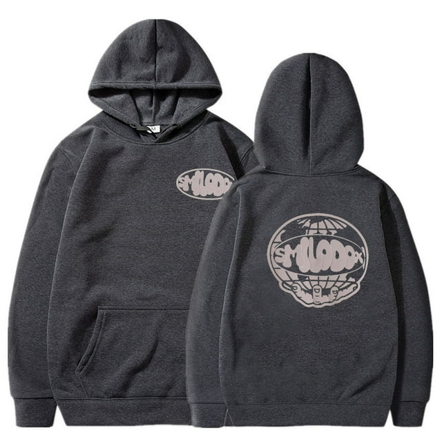 MHFRRA Sudadera Informal de Terciopelo con Capucha para Hombre y Mujer, Sudadera Holgada con Estampado de Hop, Sudadera Deportiva Gris oscuro