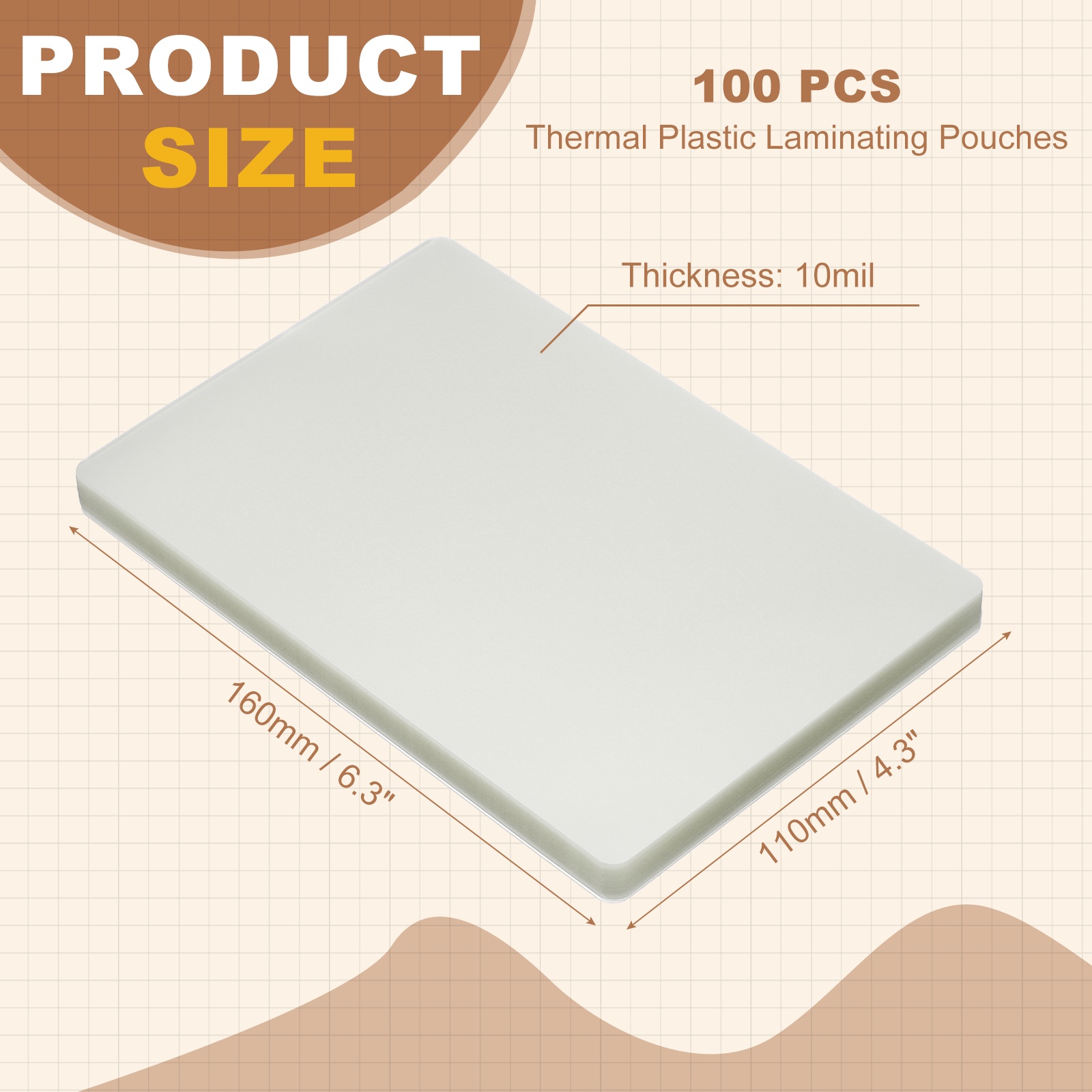 Uxcell 6.3x4.3" 10 Mil Thermal Plastic Laminating Pouches, 100Pcs Laminating Sheets Protection for Heat Seal Documents Menus Photos Work Permits Pass Cards ID Cards, Clear