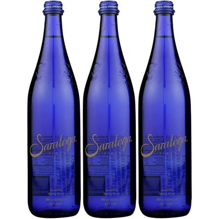 Saratoga Sparkling Spring Water, 28oz Cobalt Blue Glass Bottle (Pack of 3, Total of 84 Fl Oz)
