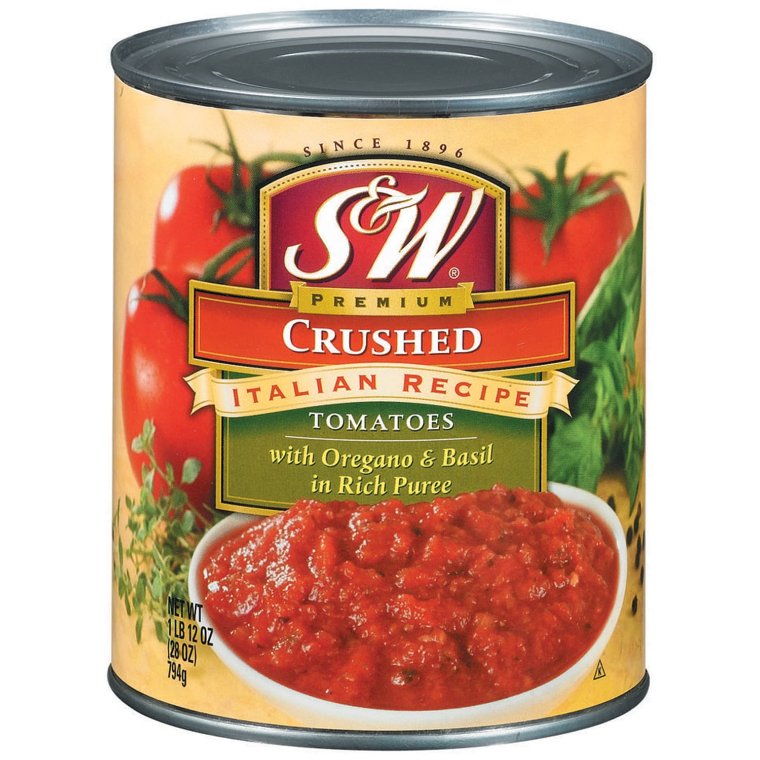 S&W Crushed Tomatoes with Oregano Basil, 28 oz Can