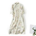 thumbnail image 1 of Robes d'Invité de Mariage Grande Taille Femmes Dames Haut de Gamme Lin Rétro Cheongsam Robe avec Design Unique Robe d'Été Grande Taille Beige TTG, 1 of 4
