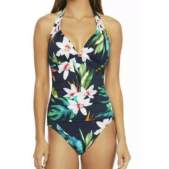 RALPH LAUREN Multi Watercolor Halter Mio One Piece Swimsuit, US 16, UK 20, NWOT