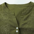 thumbnail image 5 of Shirts for Women Linen Cotton Neck Blouse Short Sleeve Embroidered Top With Buttons Fashion Casual Shirt for Summer Daily Wear XXXL, 5 of 5