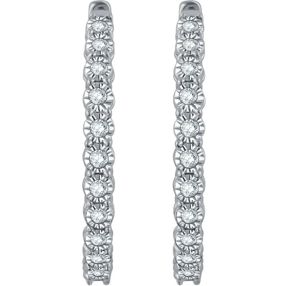 1/4 Carat T.W Diamond Miracle Plated Sterling Silver Hoop Earring