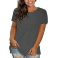thumbnail image 2 of Womens Tops Casual Solid Color Cotton Round Neck Short Sleeve Loose Shirt T Shirt Cotton 1Pc Short Sleeve 2Xl Shirts for Women, 2 of 9