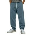 thumbnail image 2 of Aobny Mens Pants Open Bottom Fleece Green Cotton Jogger Baggy Loose Long Stretch Pants Men,XS, 2 of 5