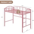 thumbnail image 2 of Matte rosa tamaño individual size heavy duty metal loft marco de cama con arched guardrail y safety ladder-space-saving no necesita colchón base, 2 of 7