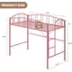 thumbnail image 2 of Matte rosa tamaño individual size heavy duty metal loft marco de cama con arched guardrail y safety ladder-space-saving no necesita colchón base, 2 of 7