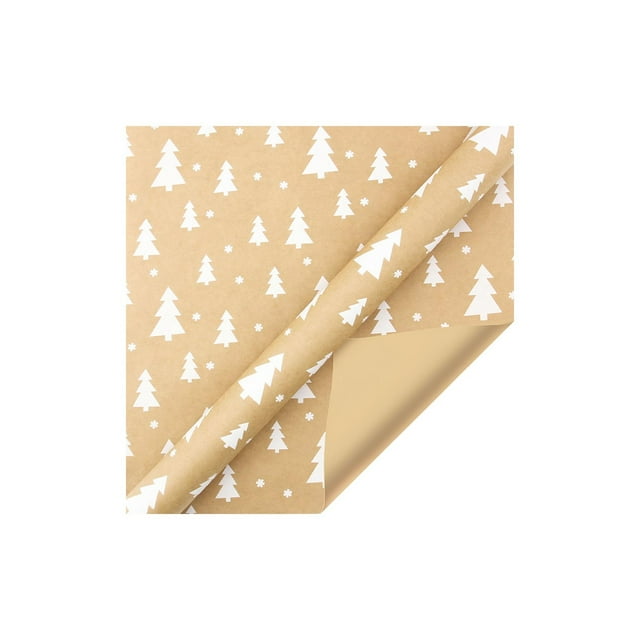 Qiulaii 1pcs Vintage Kraft Wrapping Paper with Christmas Patterns - Large Roll for Holiday Gifts, Festive Present Wrapping, Decorations, Tear-Resistant Paper