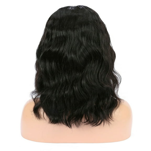 FRCOLOR Short Curly Wig for Women with Front Lace Design High Temperature Wire Black Color Fits Daily Party Scenes
